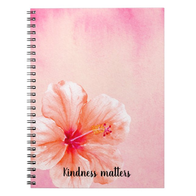 Carnet Fleur d'Hibiscus de Pêche rose Tropical (Devant)