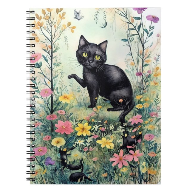 Carnet fleur d'imaginaire de chat noir forêt 3 (Devant)