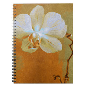 Carnet Fleur d'orchidée unique dans les tons d'orange
