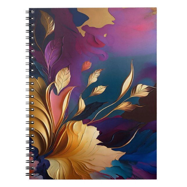 Carnet Fleur dorée – Composition florale abstraite (Devant)