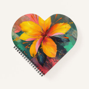 Carnet Fleur Dorée – Expression Florale Abstraite Vibrant
