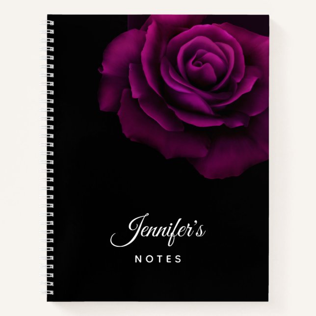 Carnet Fleur gothique de rose violet-rouge (Devant)