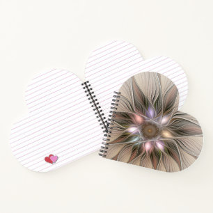 Carnet Fleur joyeuse Abstrait Beige Brun Floral Fractale