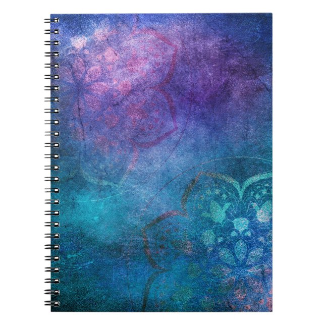 Carnet Fleur Lotus Élégante Turquoise et Verte (Devant)