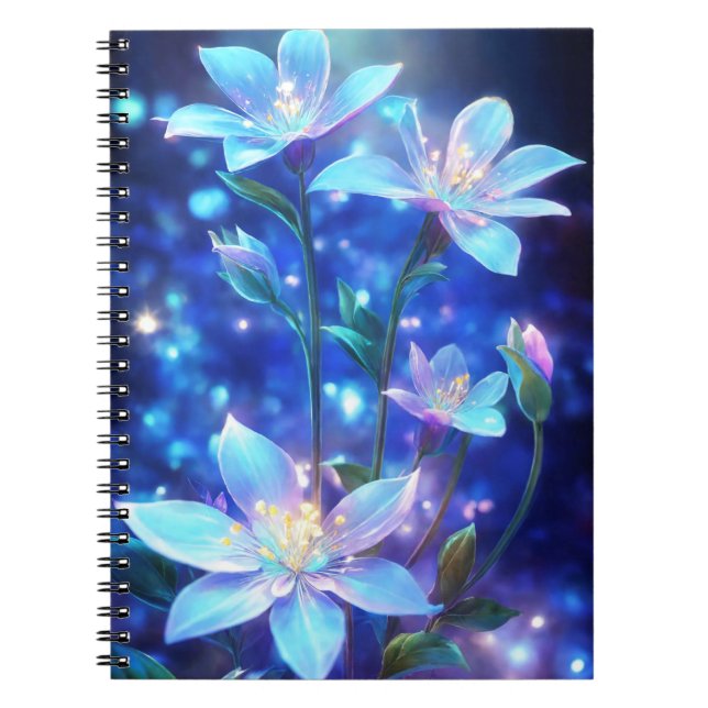 Carnet Fleur magique bleue enchantée (Devant)
