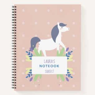 Carnet Fleur moderne personnalisée Cheval amoureux pastel