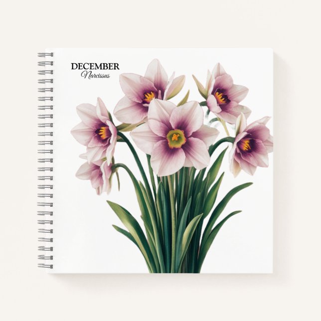 Carnet Fleur Narcisse personnalisée - Décembre Cadeau (Devant)