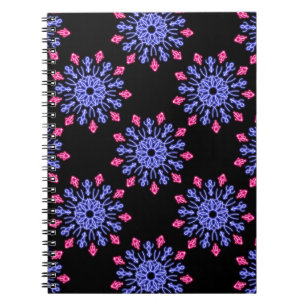 Carnet Fleur néon bleue et rouge