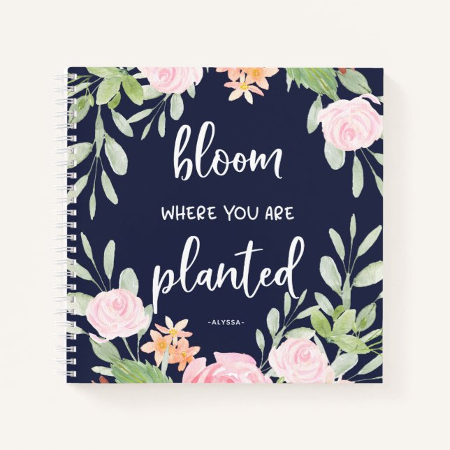 Carnet Fleur Où Vous Êtes Plantés | Typographie florale (Devant)