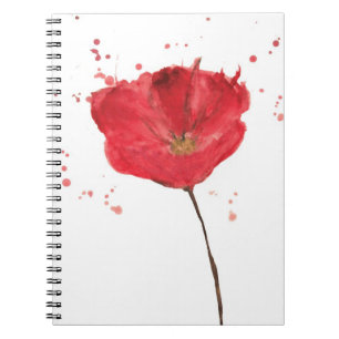 Carnet Fleur peinte 2 de pavot d'aquarelle