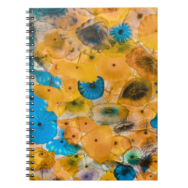 Carnet Fleur pétée jaune et bleu (Devant)