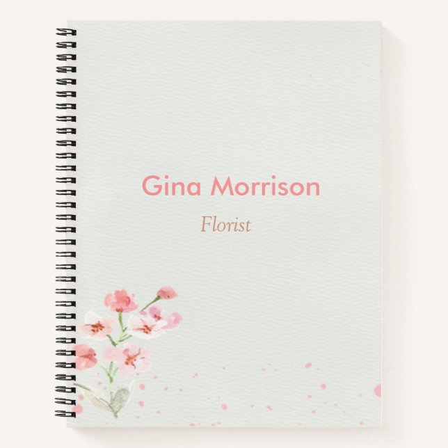 Carnet Fleur rose gris floral (Devant)