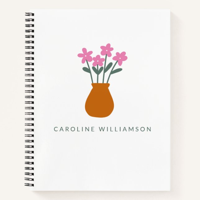 Carnet Fleur rose mignonne simple dans le vase Personnali (Devant)
