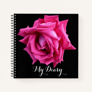Carnet Fleur rose rose chaud élégant noir tendance