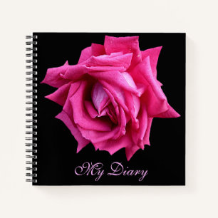 Carnet Fleur rose rose chaud élégant noir tendance
