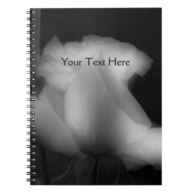 Carnet Fleur Rosebud Noir Et Blanc (Devant)