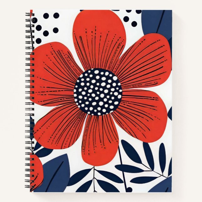 Carnet Fleur rouge géante (Devant)