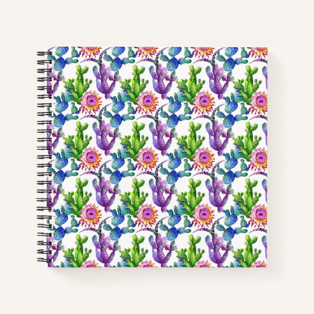 Carnet Fleur sauvage aquarelle Cactus Motif (Devant)