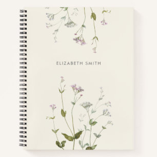 Carnet Fleur sauvage botanique floral personnalisé