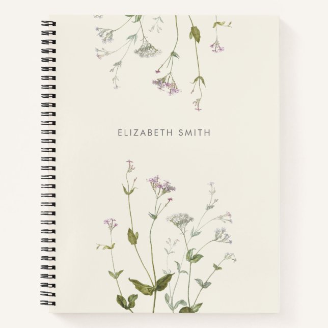 Carnet Fleur sauvage botanique floral personnalisé (Devant)