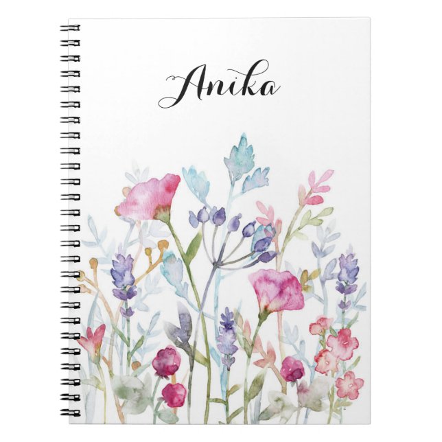 carnet fleur sauvage, carnet de nom personnalisé (Devant)