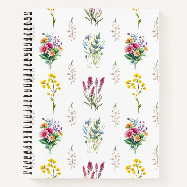 Carnet Fleur sauvage d'aquarelle Motif transparent (Devant)