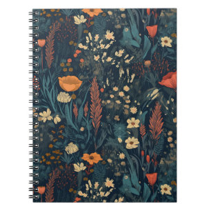 Carnet fleur sauvage de style rétro, fleuri, natur