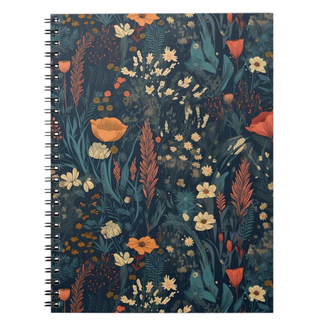 Carnet fleur sauvage de style rétro, fleuri, natur (Devant)