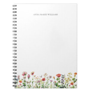 Carnet Fleur Sauvage Élégante à l'Aquarelle Personnalisée