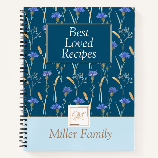 Carnet Fleur sauvage floral bleu Mongoram Recette (Devant)