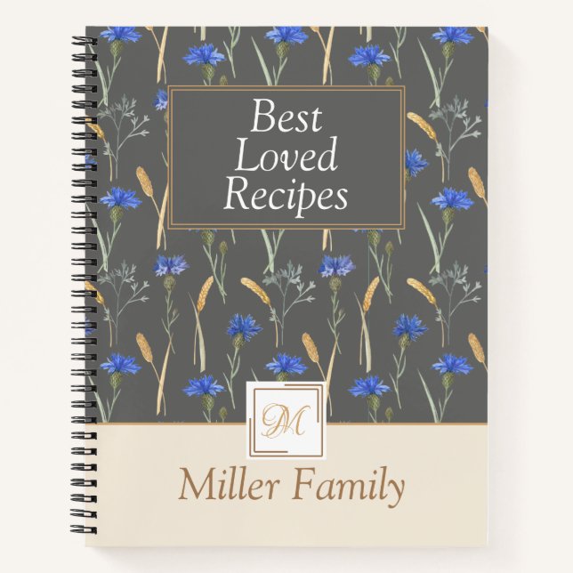 Carnet Fleur sauvage floral gris Mongoram Recette (Devant)