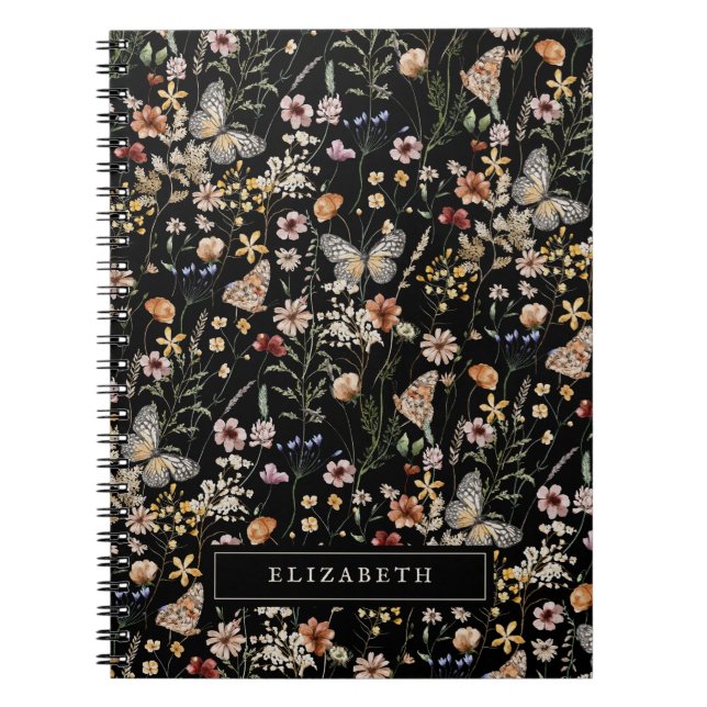Carnet Fleur sauvage noir (Devant)