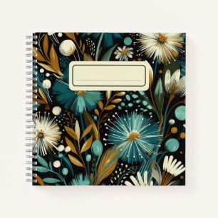 Carnet Fleur sauvage Whimsical - Blooms Turquoises, Accen