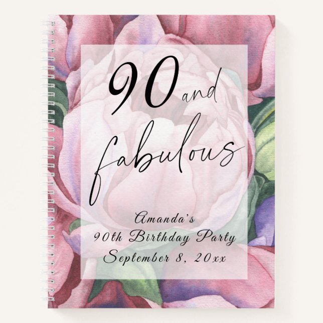 Carnet Fleur vintage 90e fête d'anniversaire (Devant)