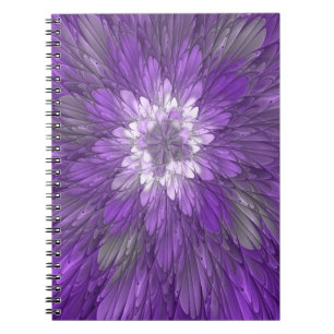 Carnet Fleur Violette Psychedelique Art Fractal Abstrait