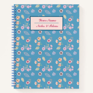 Carnet fleuri motif vintage rose