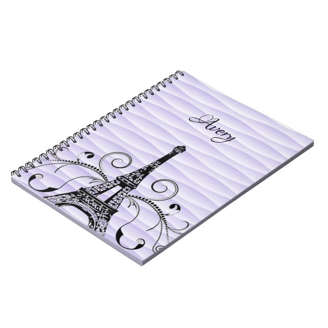 Carnet fleuri Tour Eiffel violet (Côté gauche)