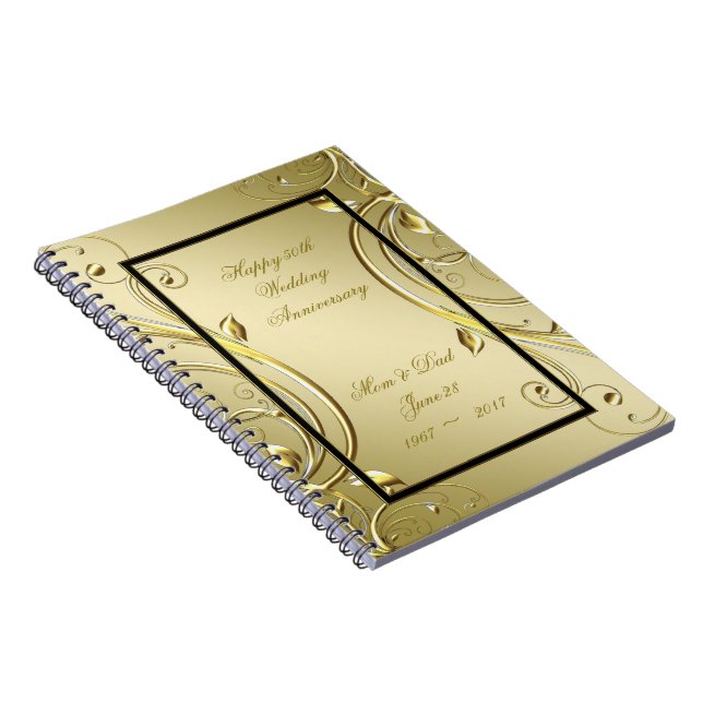 Carnet Fleurir Or Noir 50e Anniversaire de Mariage (Côté Droit)