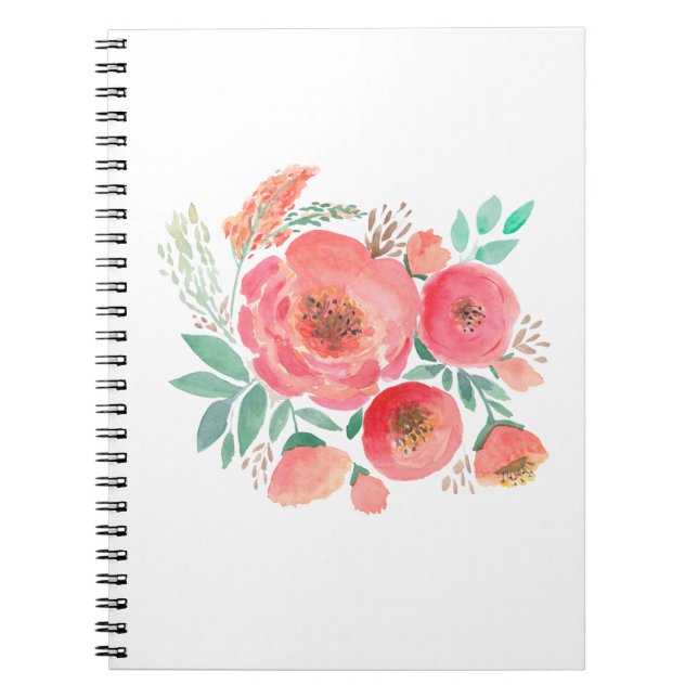 Carnet Fleurs aquarelles, bouquet. (Devant)