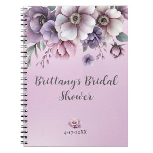 Carnet Fleurs aquarelles lavande pour douche de mariée