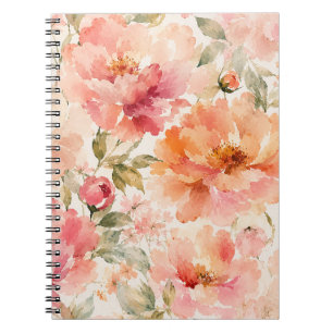 Carnet Fleurs aquarelles romantiques chaudes d'été