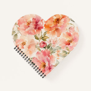 Carnet Fleurs aquarelles romantiques chaudes d'été