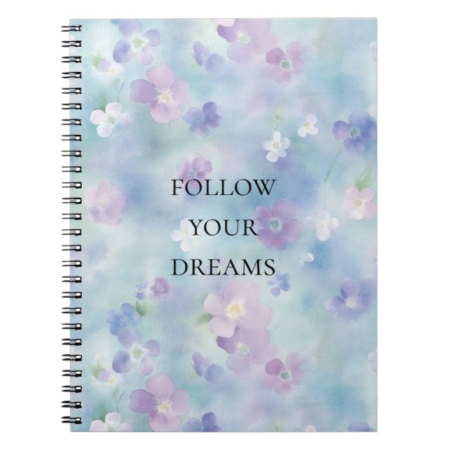 Carnet Fleurs blanches de lavande romantique (Devant)