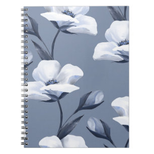 Carnet Fleurs blanches délicates : motif sans soudure.