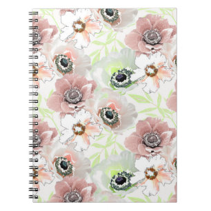 Carnet Fleurs blanches, roses.