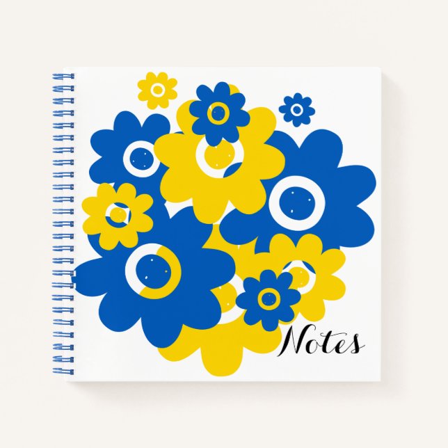 Carnet Fleurs bleu et jaune (Devant)
