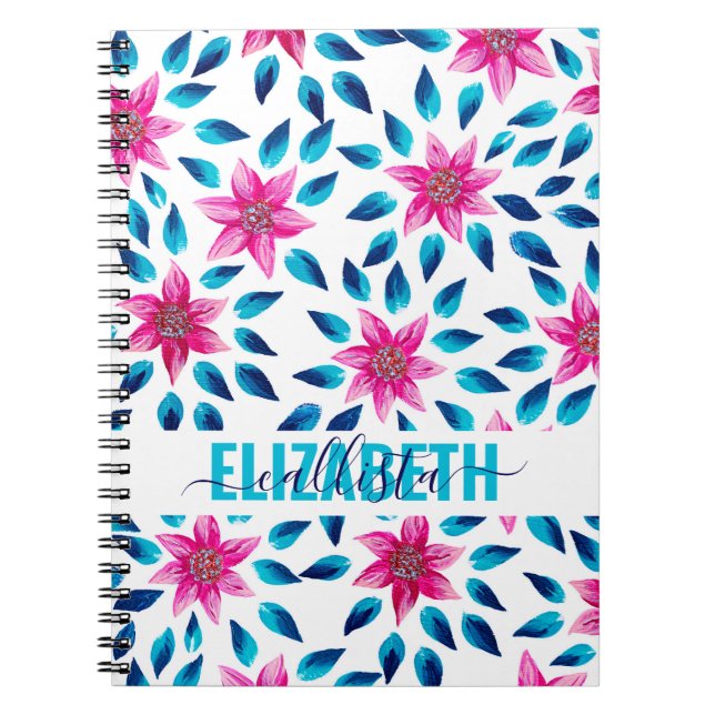 Carnet Fleurs Bleues Bleues Bleues Bleues Bleues Feuilles (Devant)
