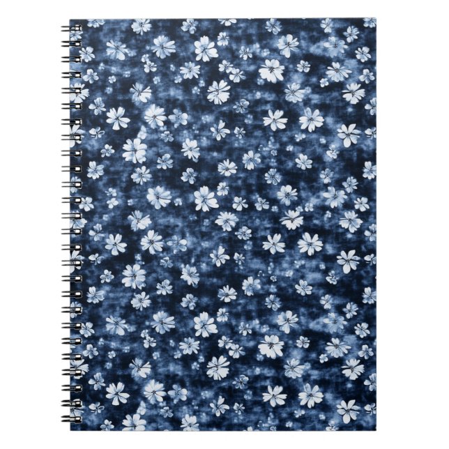 Carnet Fleurs bleues Denim (Devant)
