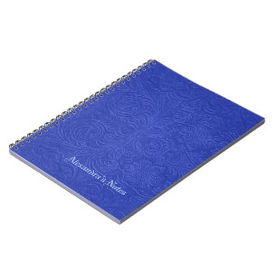 Carnet Fleurs bleues Embossées Suede cuir look