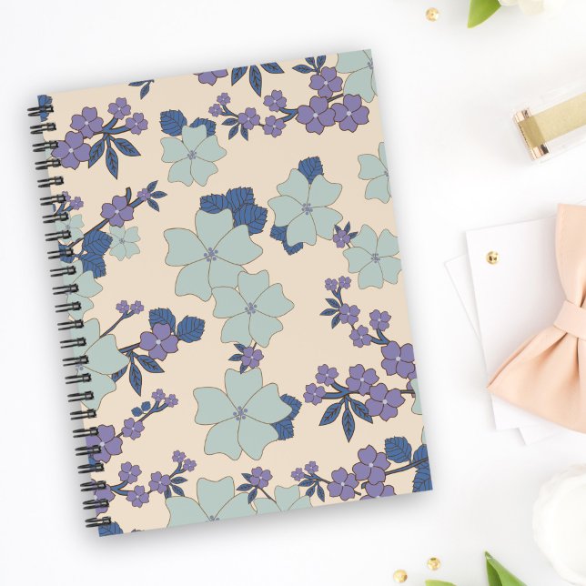 Carnet Fleurs Bleues, Fleurs Violettes, Motif Floral (Créateur téléchargé)